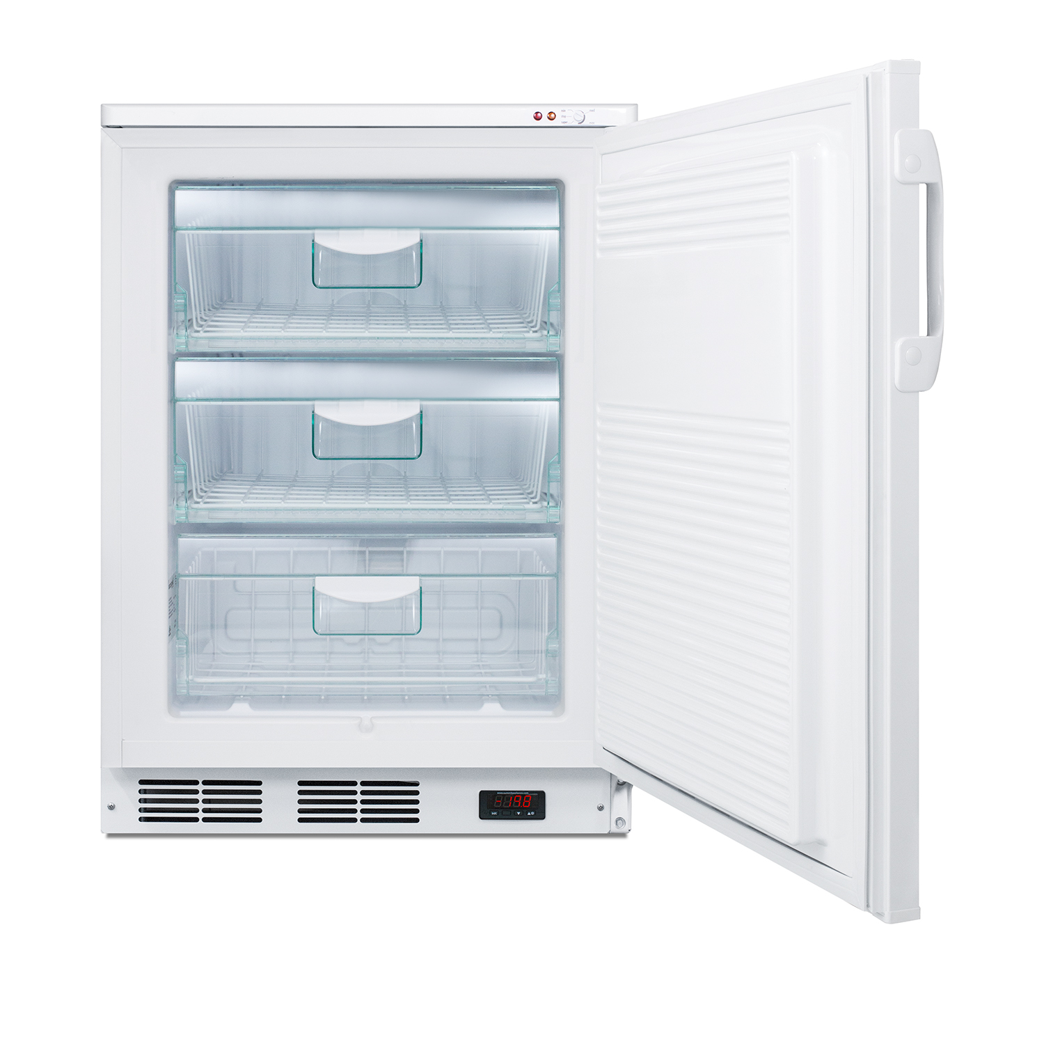 Freestanding medical general purpose all-freezer capable of -25 C operation with front-mounted lock